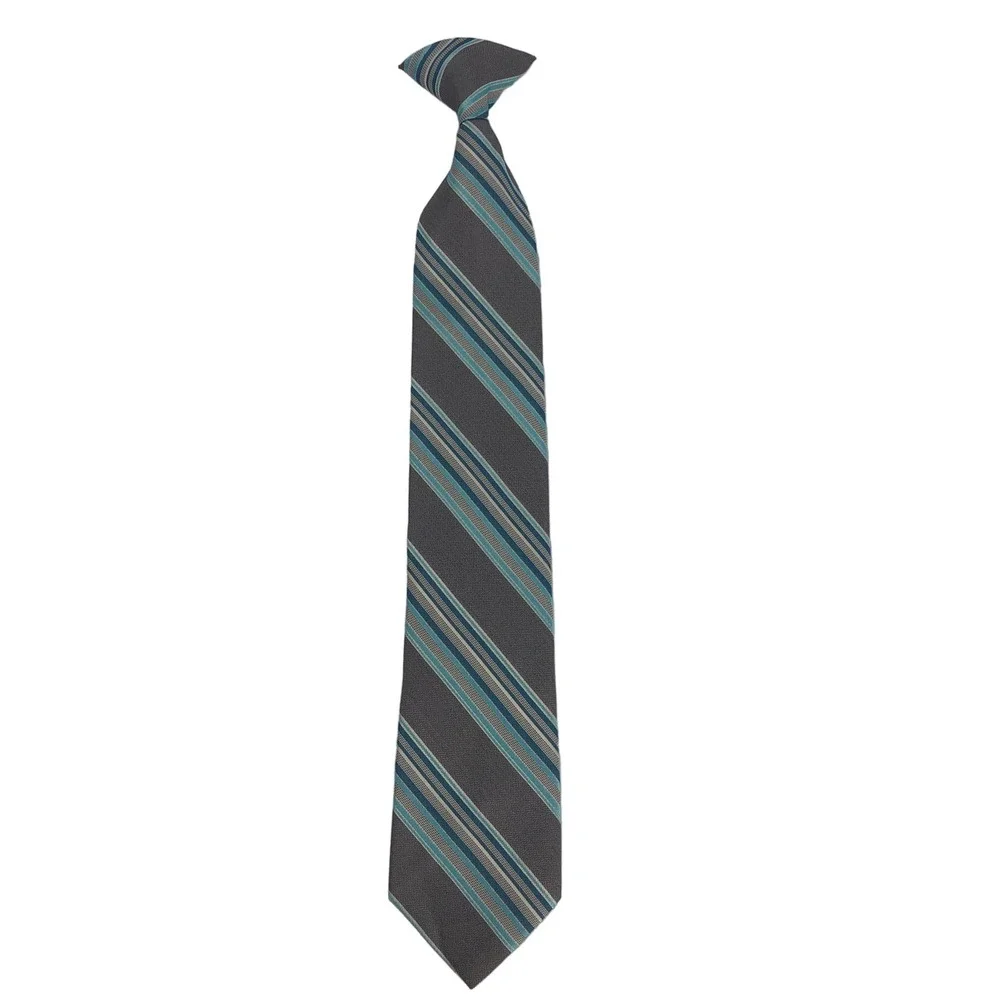 Youth Gray and Blue Clip on Tie